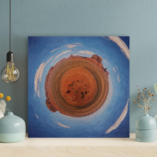 Latitude Run® Brown And Blue Abstract Painting Wrapped Canvas
